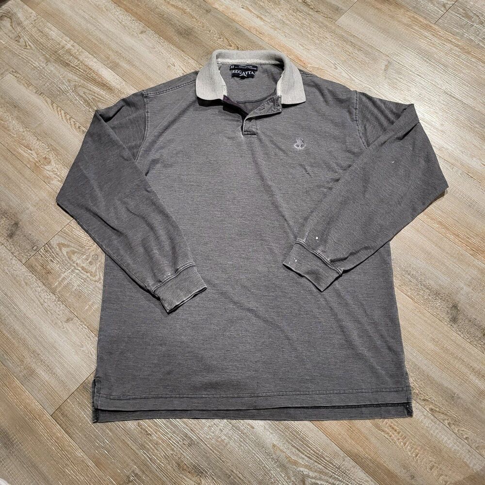 Vintage Regatta Long Sleeve Polo Shirt Mens Size Large